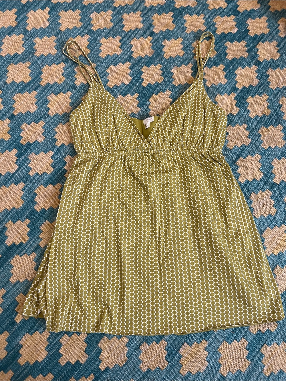 J.Crew Olive Green Polka Dot Tank Top